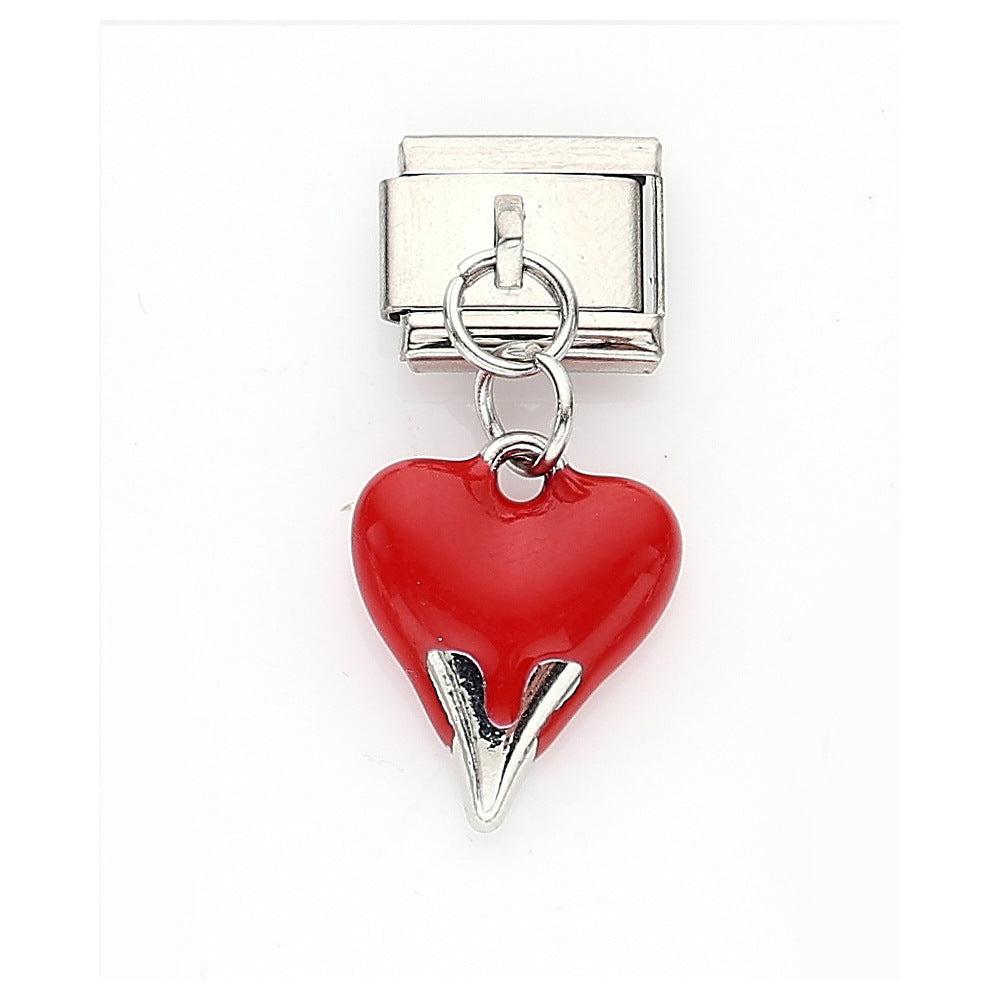 Wholesale 10pcs Italian Charm Bracelet 9mm DIY Splicing Cherry Pepper Flower Pendant Stainless Steel Composable Bracelet