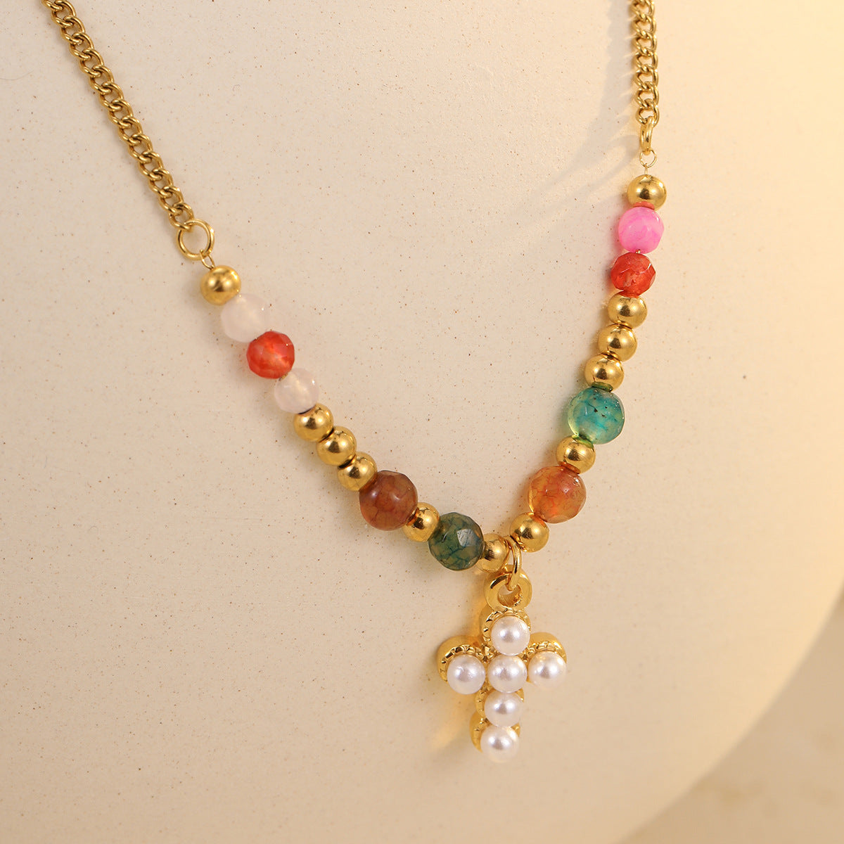 Wholesale Instagram Style Vintage Sun and Cross Necklace