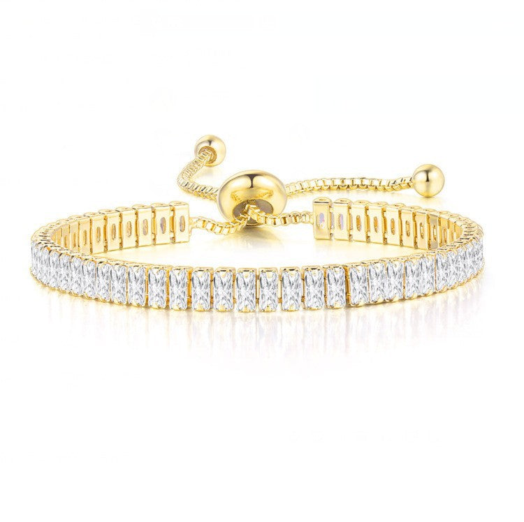 Wholesale Copper Inlaid Zircon Geometric Adjustable Bracelet for Women Fashion Accessory