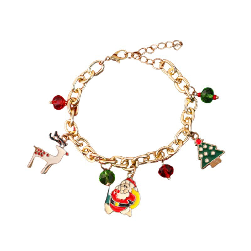 Wholesale Christmas Oil Drop Pendant Elk Snowman Bracelet