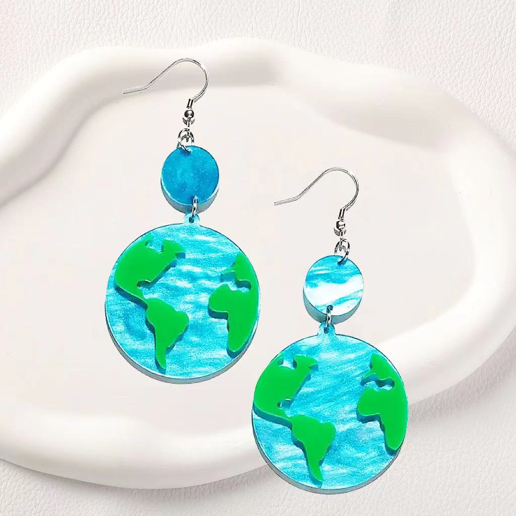 Wholesale  earth environmental protection glitter acrylic round ladies earrings