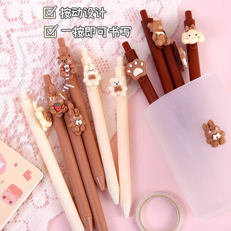Wholesale Cartoon Milk Curry Color Press Gel Pen