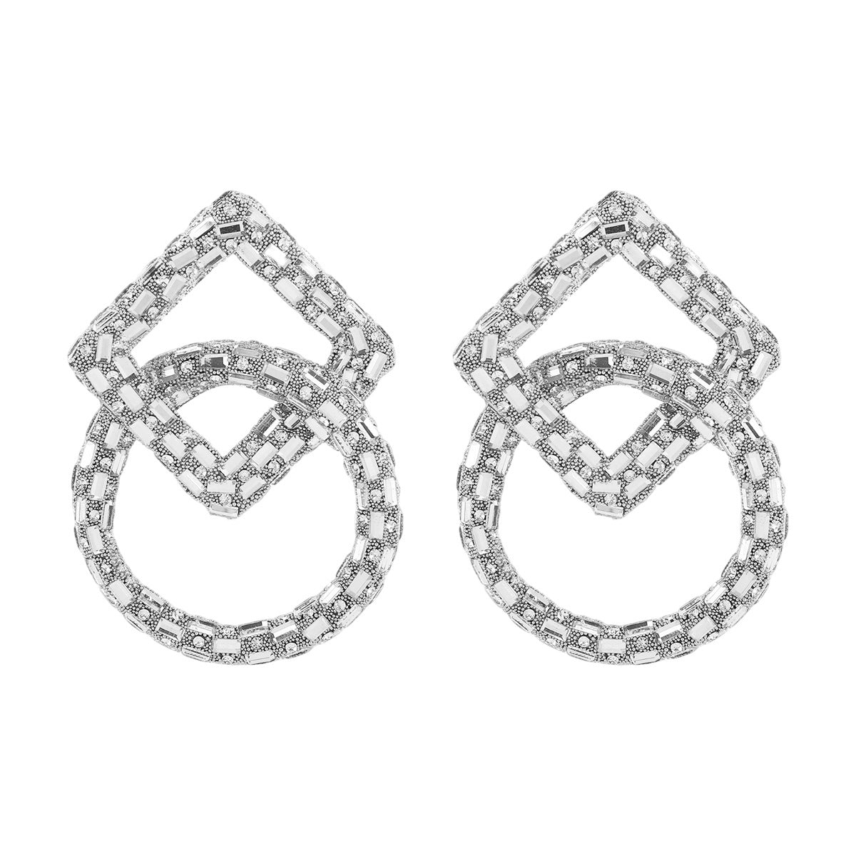 Wholesale new style personalized full diamond earrings Creative design geometric trend earrings