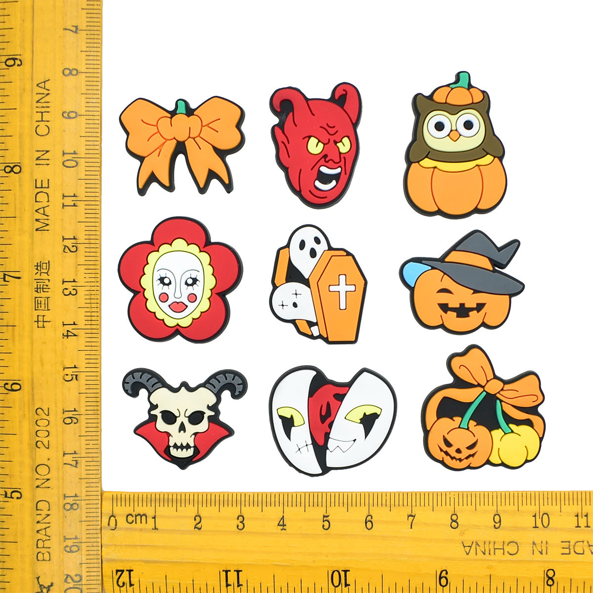 Decorazione casuale all'ingrosso della fibbia della scarpa in gomma morbida in PVC serie zucca da 100 pezzi