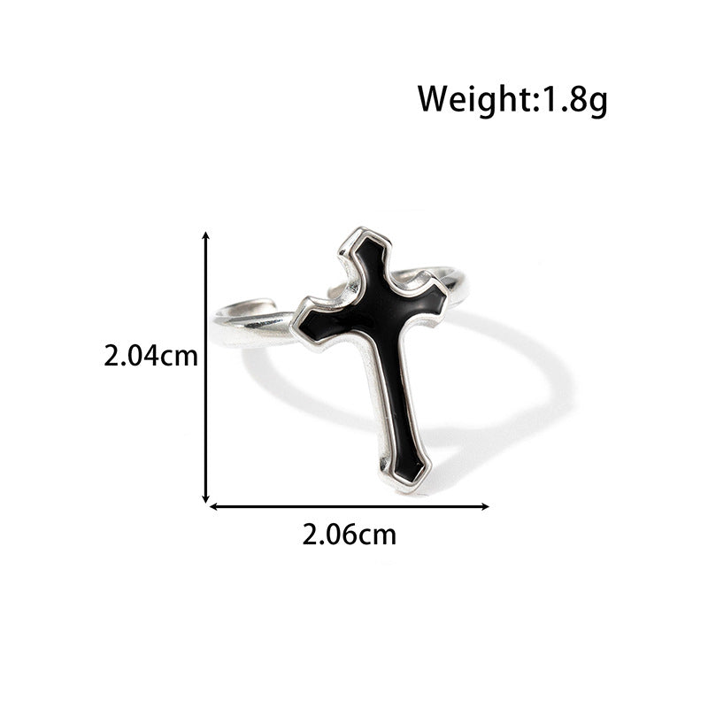 Wholesale Titanium Steel All-match Cross Oil Dropping Opening Adjustable Ring