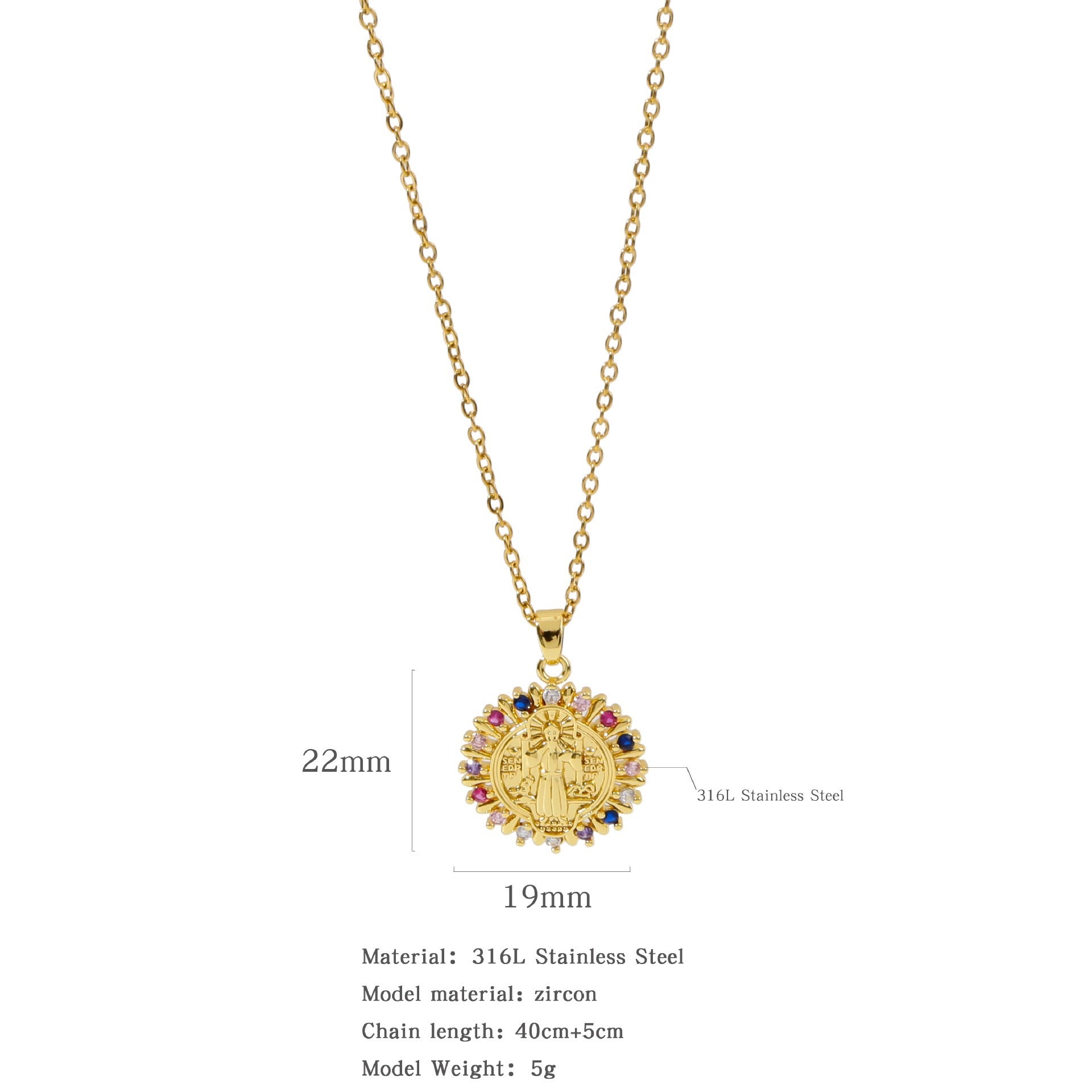 Wholesale Copper Inlaid Zircon Virgin Mary Necklace Fashion Jewelry for Women