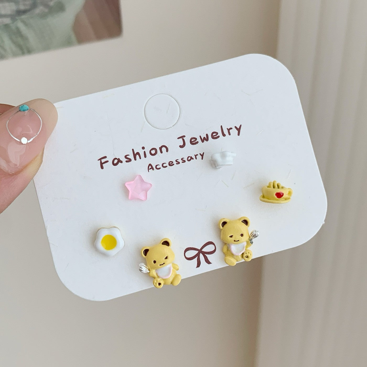 Wholesale Summer butterfly earrings set versatile exquisite zircon pink earrings