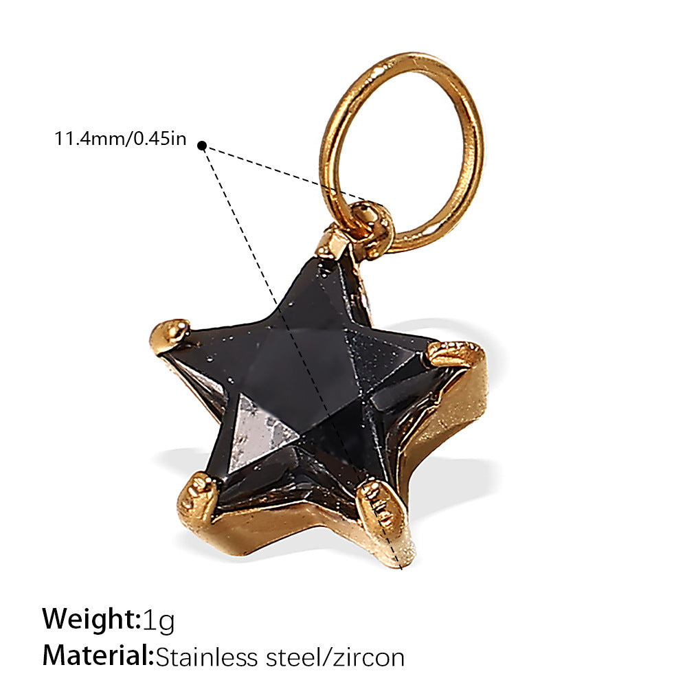 Wholesale 18K gold plated geometric colored gemstone rectangular five-pointed star   Charms
