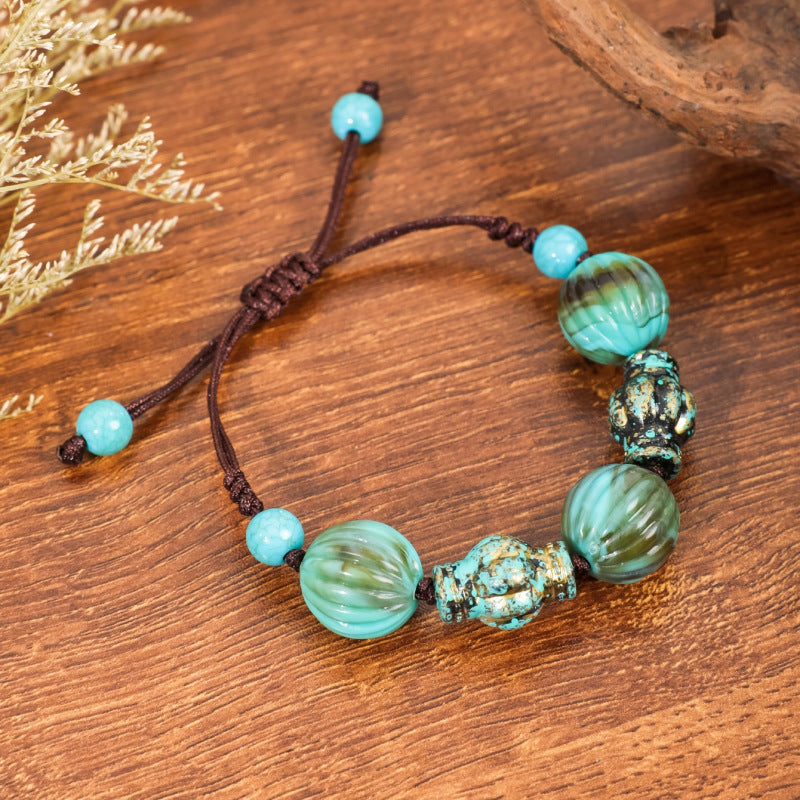 Wholesale Handmade Beaded Boho Vintage Ethnic Style Turquoise Bracelet ACC-BT-JunJie008