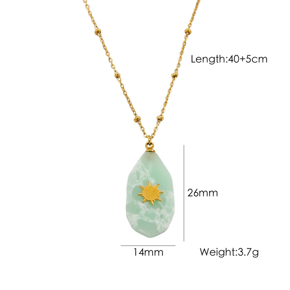 Wholesale  Stainless Steel Jewelry Necklace Set Natural Stone Handmade Chain