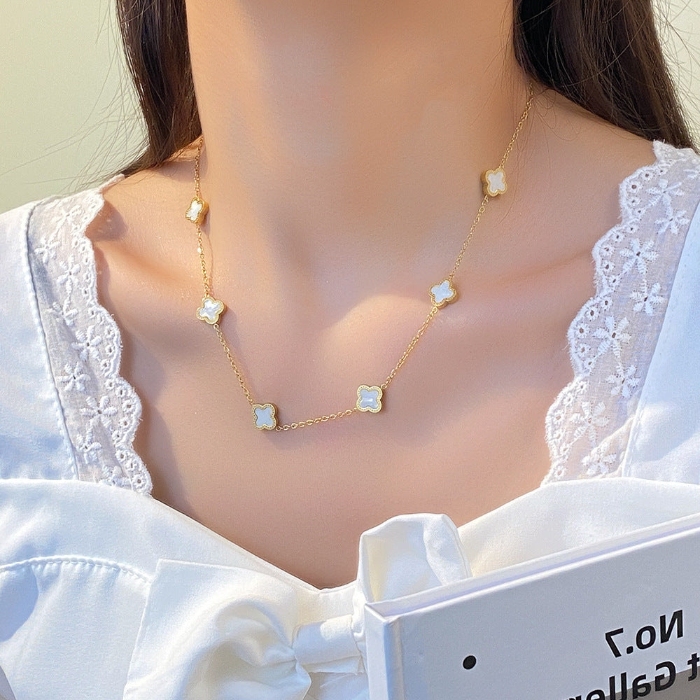 Wholesale Titanium Steel Zircon Clavicle Chain Necklace Korean Style Jewelry Accessory