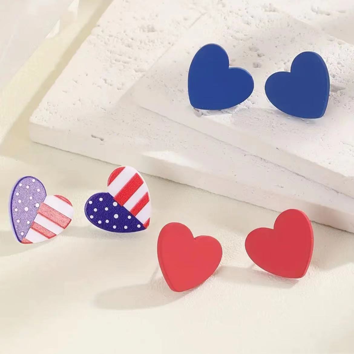 Wholesale American Independence Day flag acrylic earrings suit