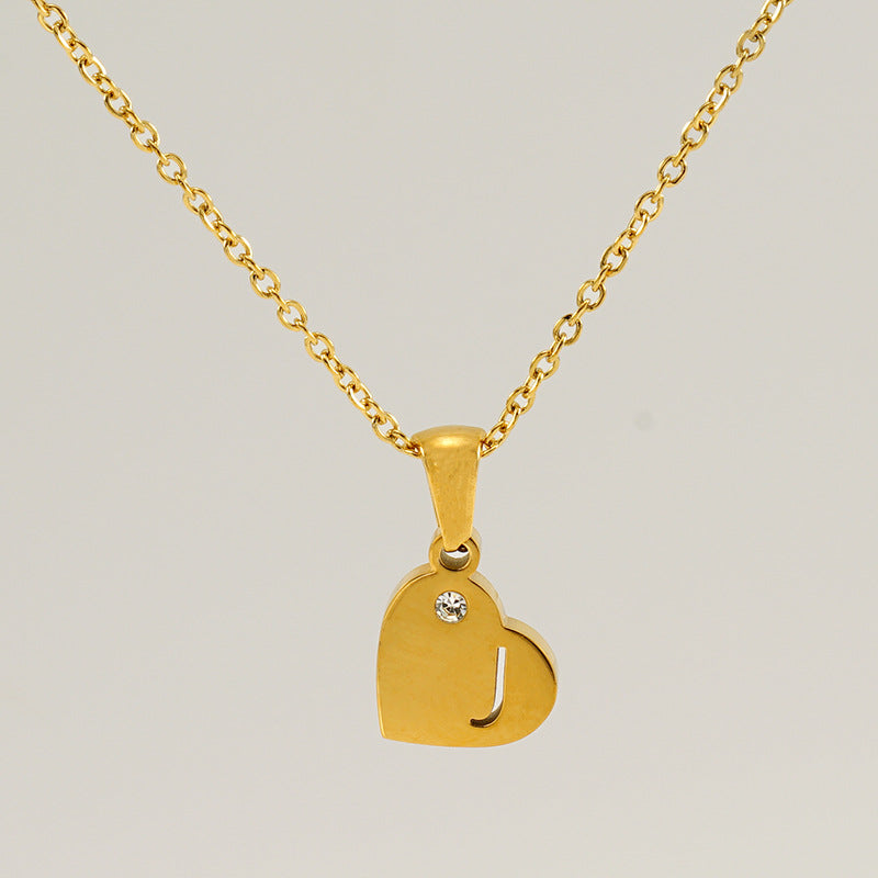 Wholesale Diamond Heart Letter Necklace ACC-NE-ZhongYao005