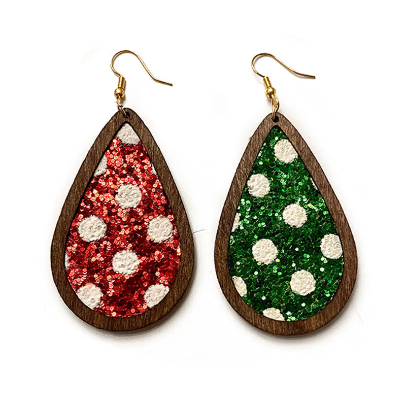 Wholesale  Christmas flash polka dot earrings