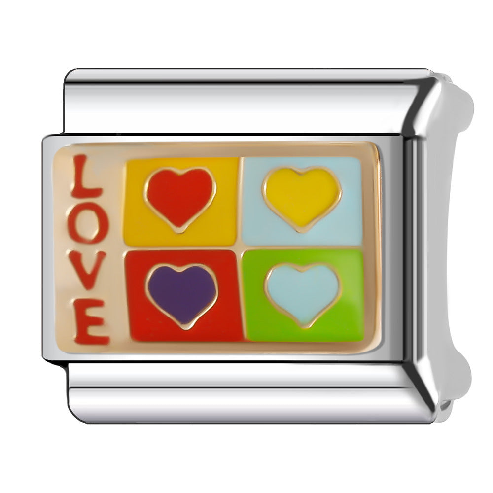 Wholesale Italian Charm Bracelet 9mm DIY Splicing Creative Pattern Stainless Steel Composable Bracelet