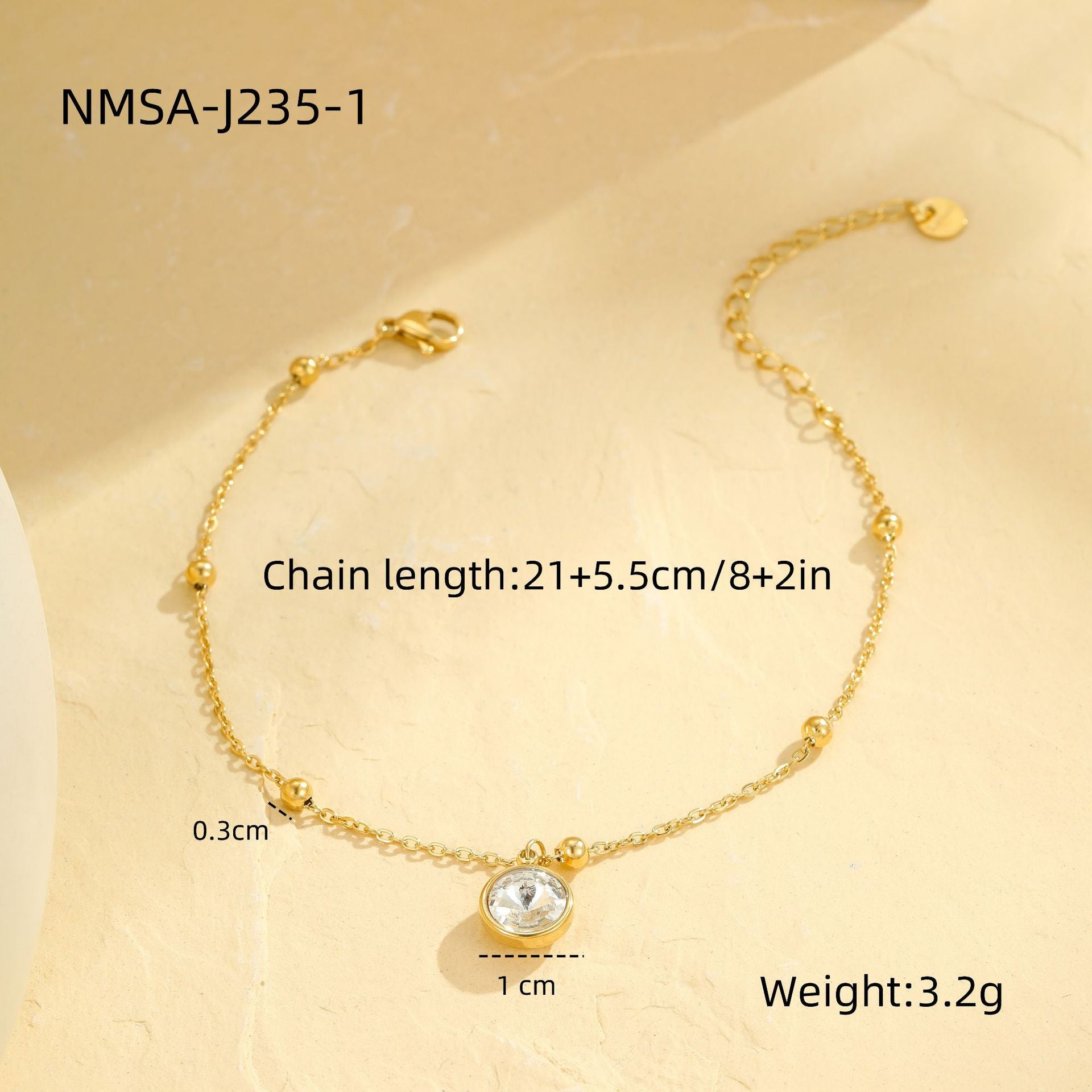 Wholesale multi-layer diamond pearl stainless steel anklet