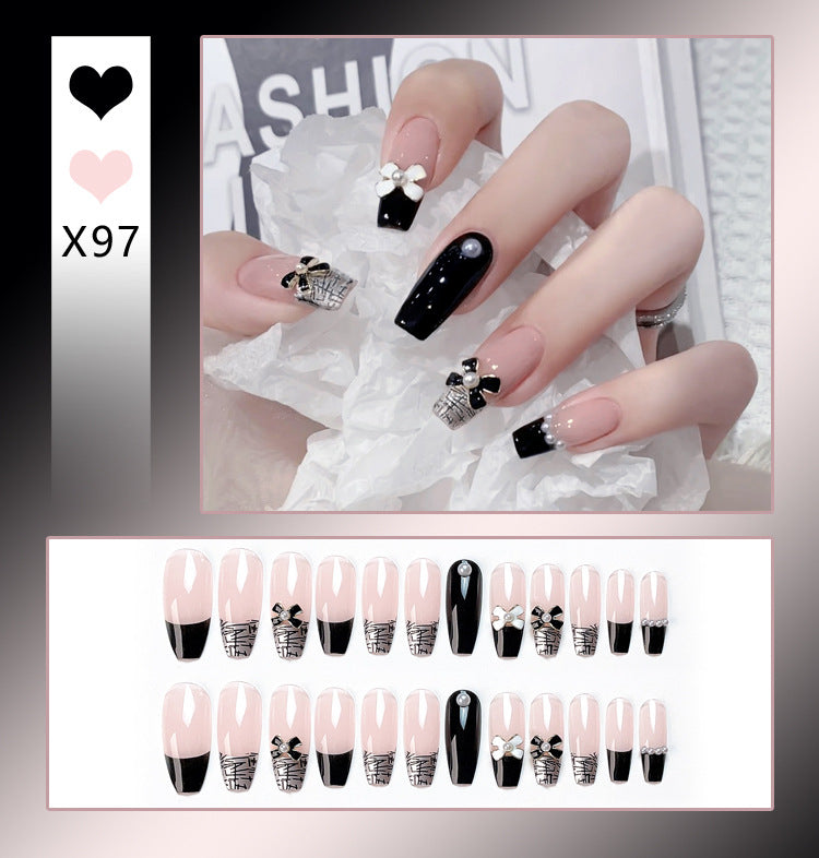 Wholesale 24 Pieces/box Diamond Butterfly Glitter Nail Art Press-on Nails Kits Nail Stickers ACC-NS-DiNa002