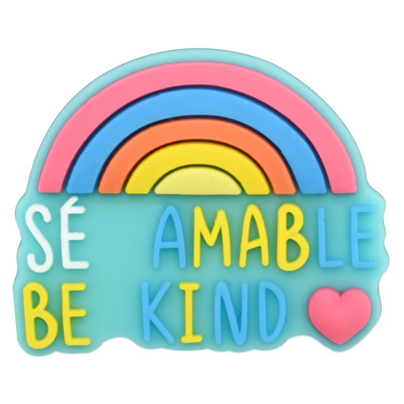 Wholesale  Random 100pcs Colorful Spanish phrase series PVC Soft Rubber Shoe Buckle Decoration