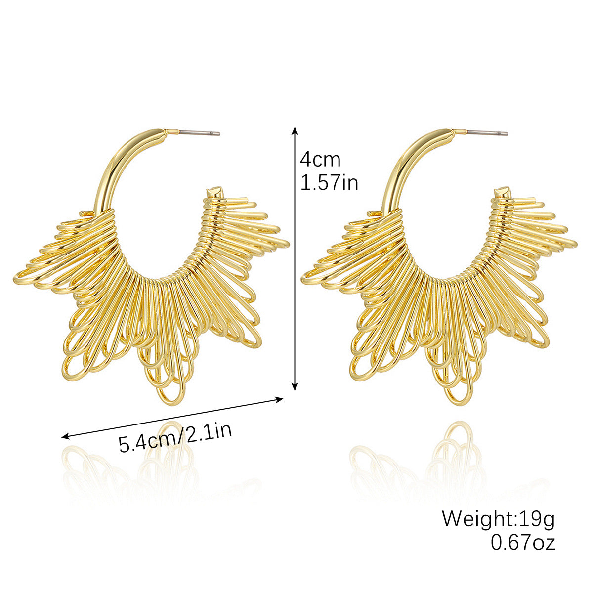 Wholesale  geometric niche exaggerated metal earrings