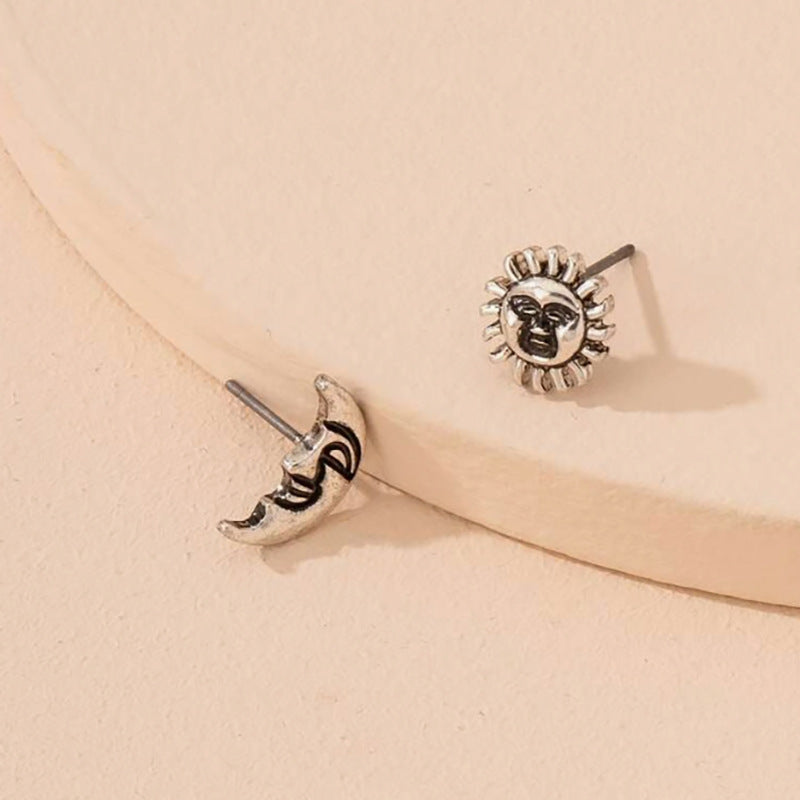 Wholesale  Sun Moon Retro Distressed Earrings