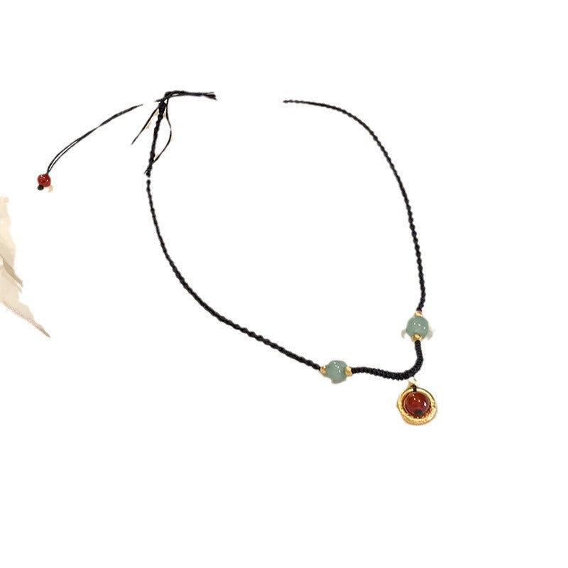 Wholesale  Red Agate Safe Buckle Necklace