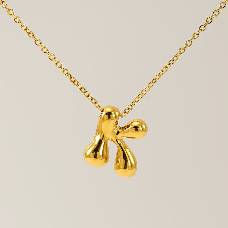 Wholesale  titanium steel smooth bubble letter necklace