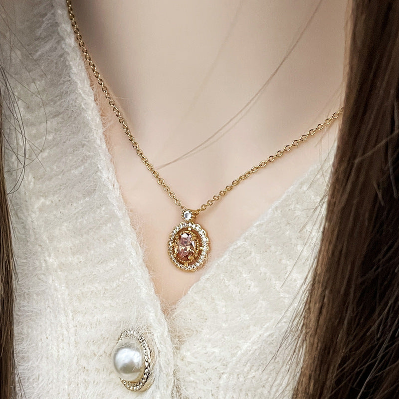 Wholesale inlaid brushed love necklace