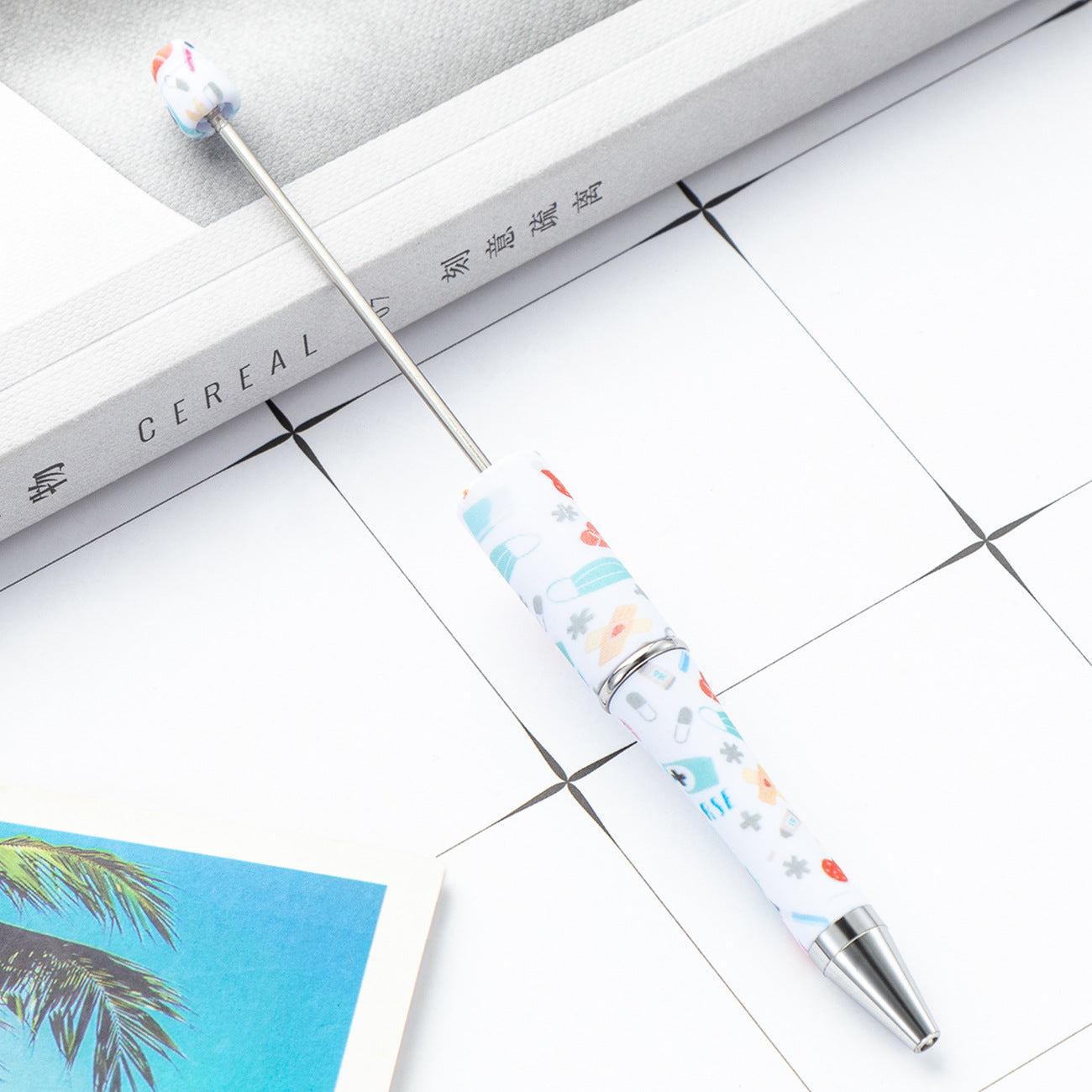 Wholesale Bearable Pens Nurse's Day Printed Plastic Beaded Pens ACC-PN-HuaH004