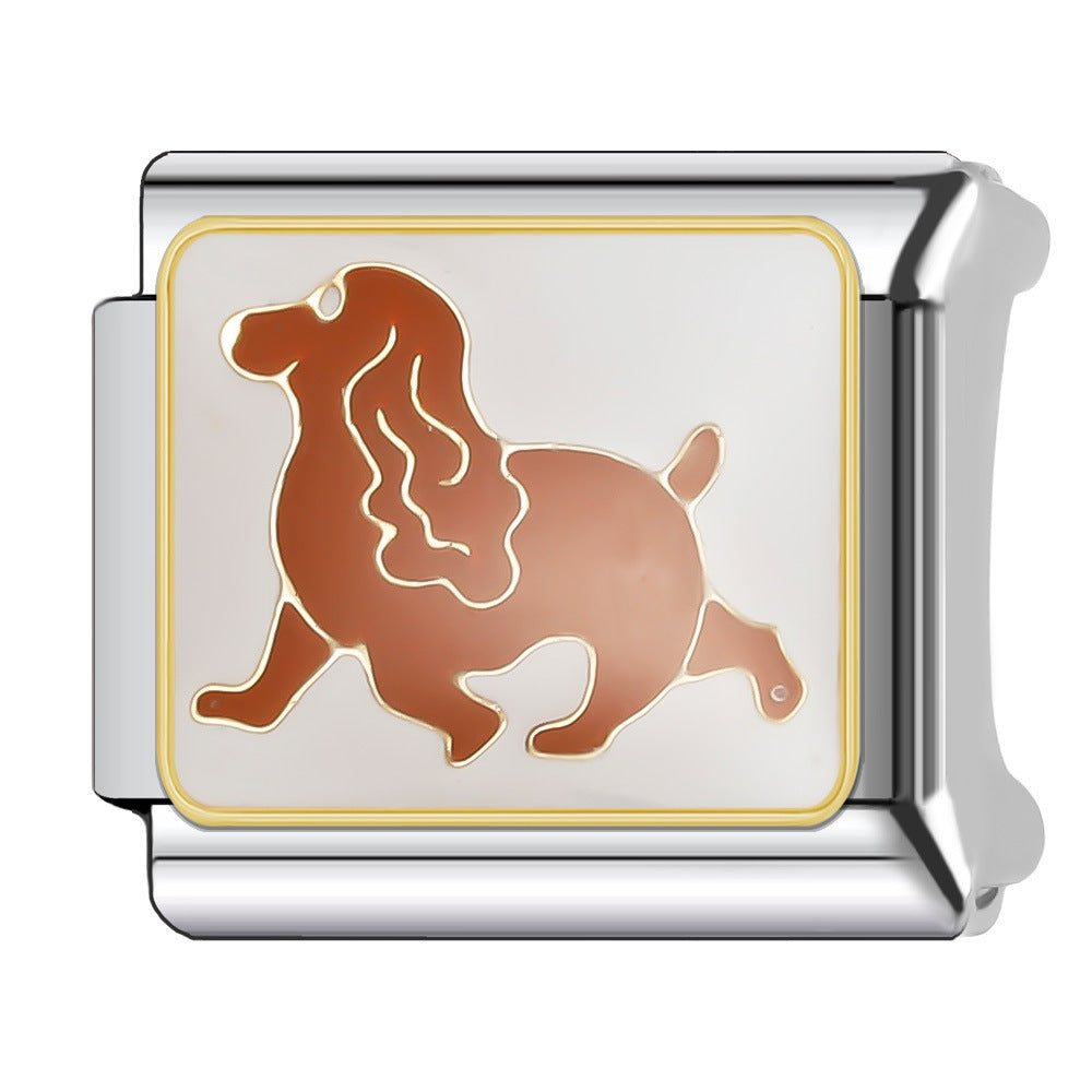 Wholesale Italian Charm Bracelet 9mm DIY Splicing Cute Animal Series Stainless Steel Composable Bracelet