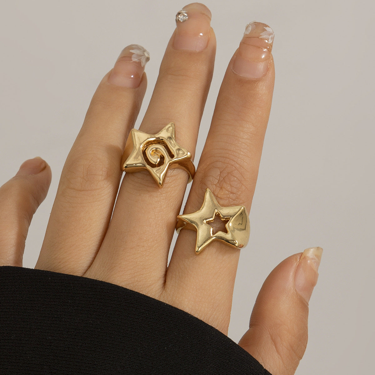 Wholesale  three-dimensional star ring rings spicy beauty opening ring