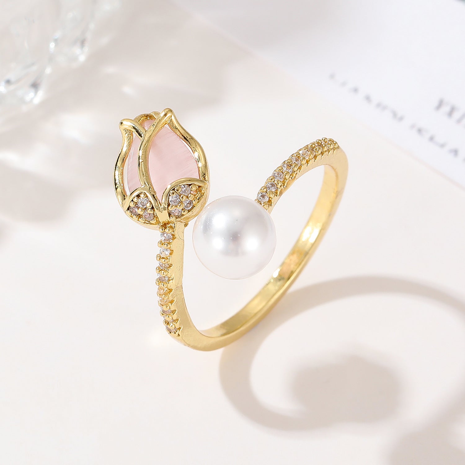 Wholesale Summer Fashion Personality Irregular Tulip Opening Zircon Ring