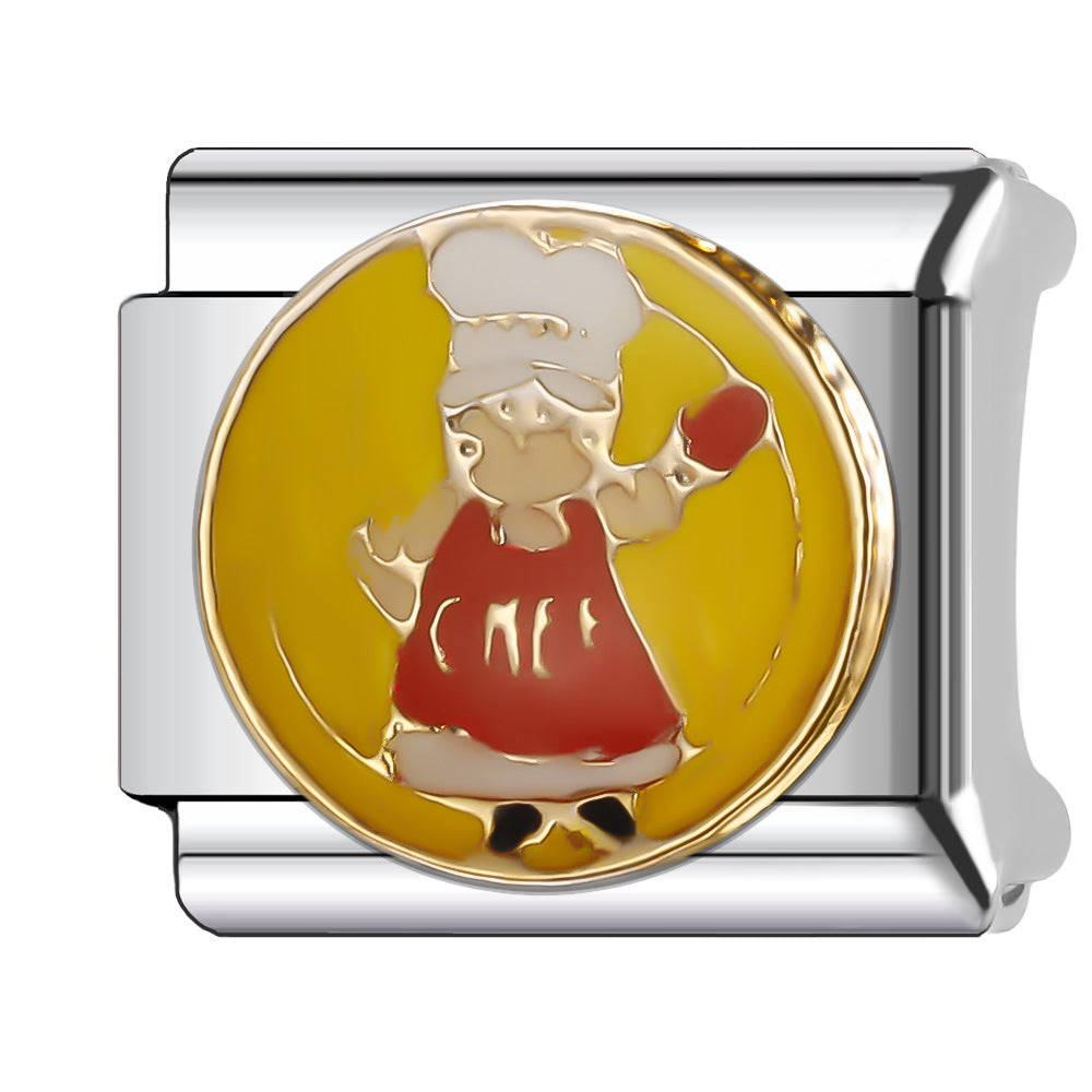 Wholesale Italian Charm Bracelet 9mm DIY Splicing Stainless Steel Creative Pattern Composable Bracelet