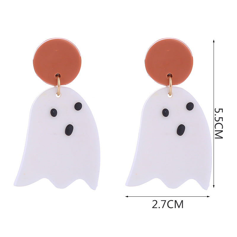 Wholesale  Pumpkin Cat Skull Funny Exaggerated Acrylic Halloween Earrings