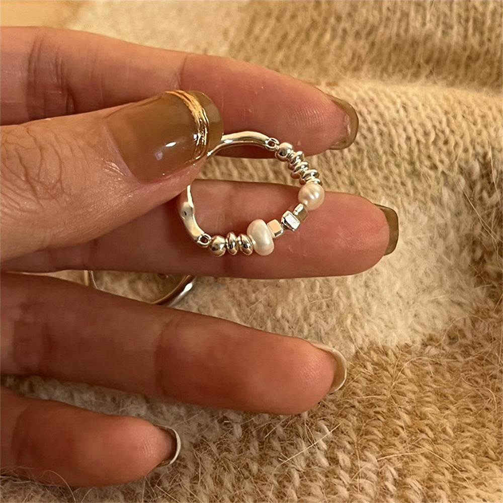 Wholesale Plain Ring Brushed Aquamarine Ring Open No Fading Ring ACC-RS-Yues003