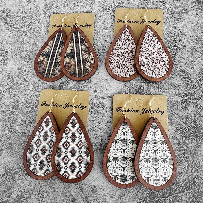 Wholesale Western ethnic style wooden earrings