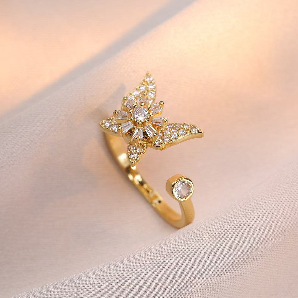 Wholesale Necklace  Diamond-encrusted Sunflower  Ring Rotatable Clavicle Chain Jewelry