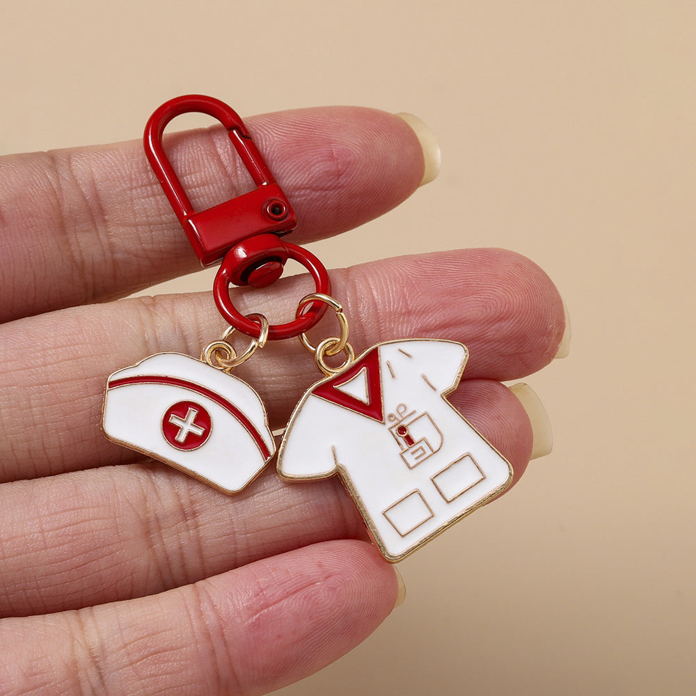 Wholesale rhot nurse clothing nurse cap key chain key chain personalized medical supplies key ring bag pendant