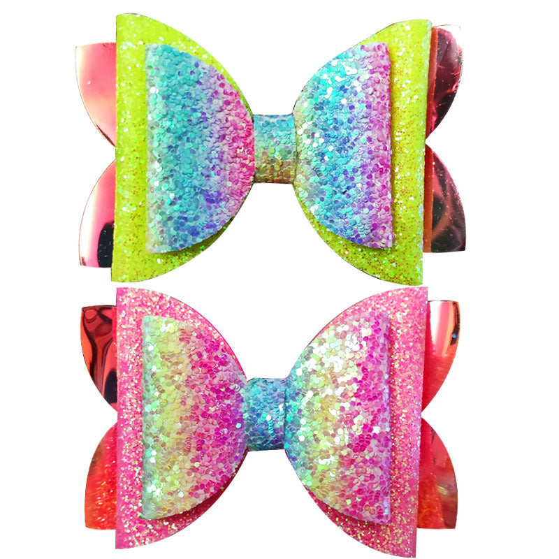 Wholesale  Hair Accessories Children's Gradient Rainbow Dovetail Bow Hair Clip