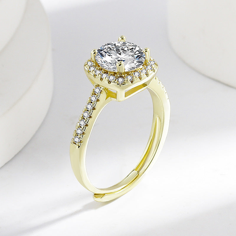 Wholesale Adjustable copper sugar cube zircon ring