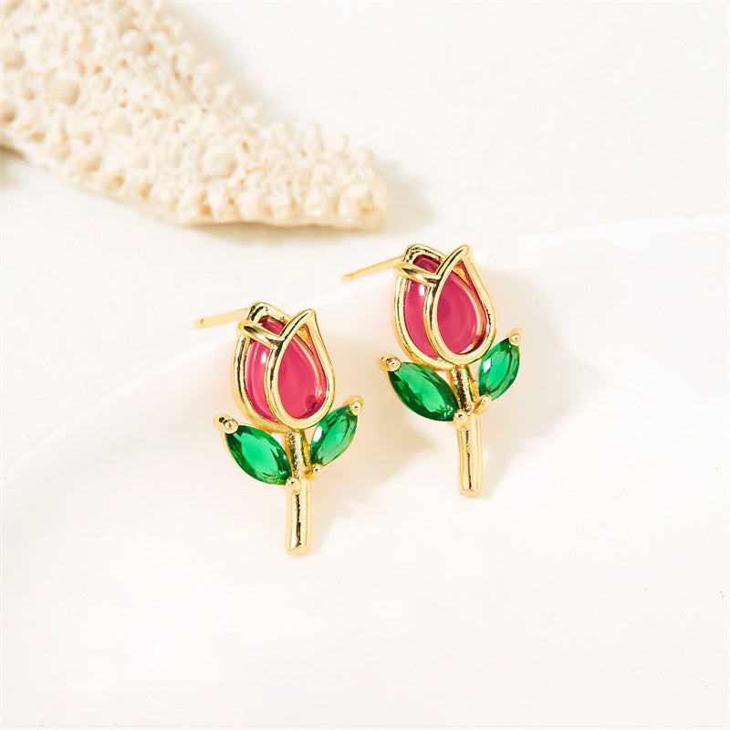 Wholesale  fashion purple tulip flower earrings