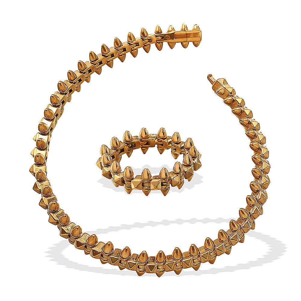 Wholesale  Jewelry suit Fashion Bracelet Hip Hop Cuban Ring Combination Street Style Design