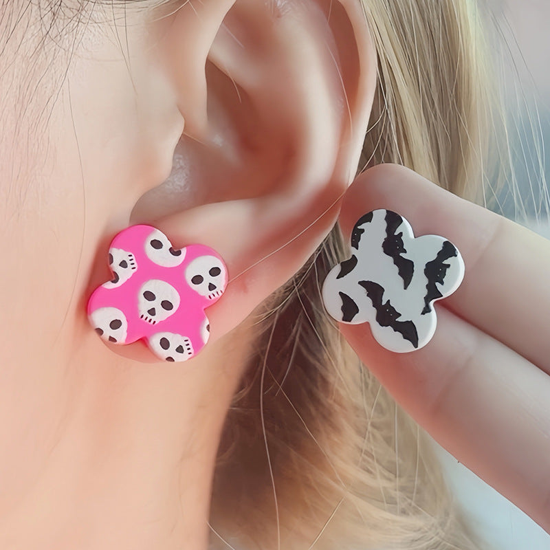 Wholesale   Ghost Bat Geometric Flowers Acrylic Earrings