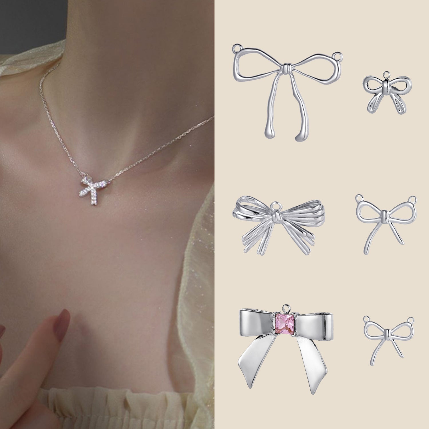 Wholesale Stainless Steel Bow DIY Pendant