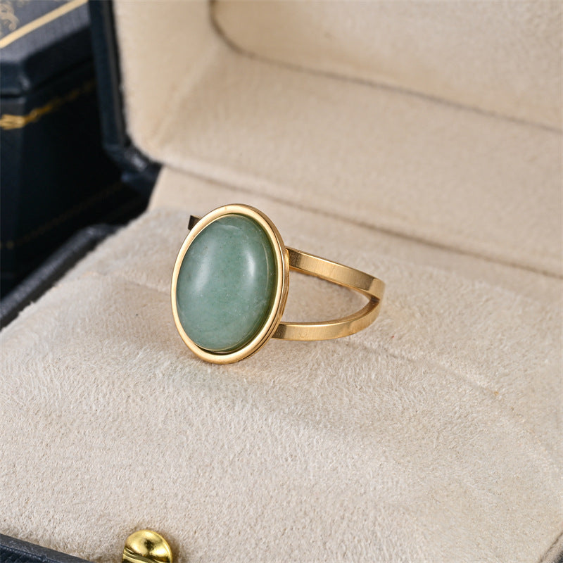 Wholesale Stainless steel natural cut stone ring