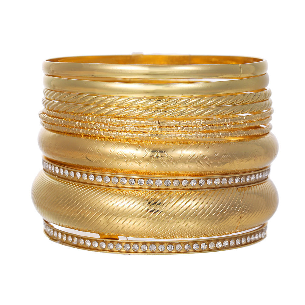 Wholesale Set of 12 Bracelets Set Cross-Border Jewelry Bohemian Style Multi-Layer Alloy Bracelets