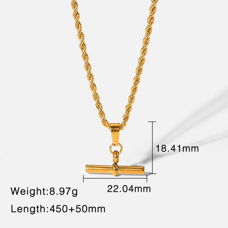 Wholesale 18K Gold Plated Stainless Steel Cuban Chain Necklace With T Bar Pendant Punk Hip Hop Style Jewelry For Everyday Wear