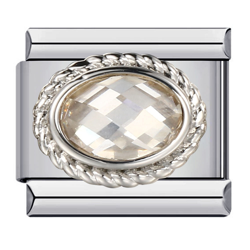 Wholesale italian 12 birthstone module bracelet stainless steel welding color zircon DIY Charms