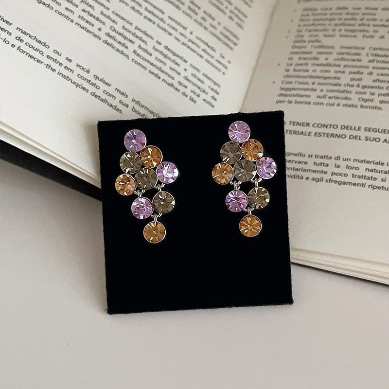 Wholesale Alloy Electroplated Hollow Zircon Stud Earrings Geometric Design Party Jewelry Gift for Women