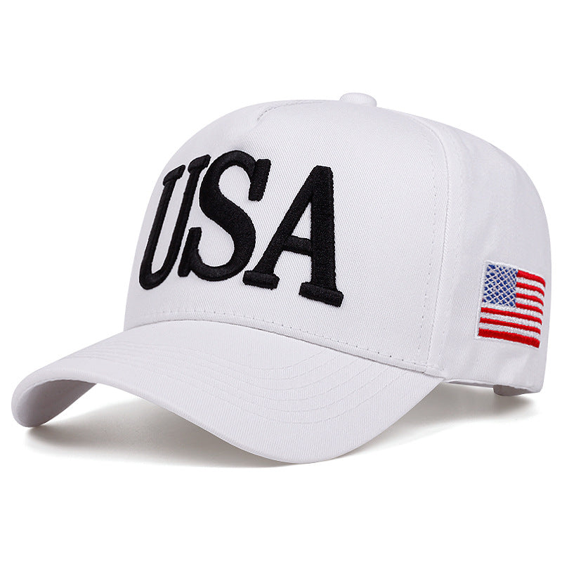 Wholesale USA Flag Embroidered Baseball Cap Curved Brim Adjustable Summer Outdoor Sun Protection Casual Gift