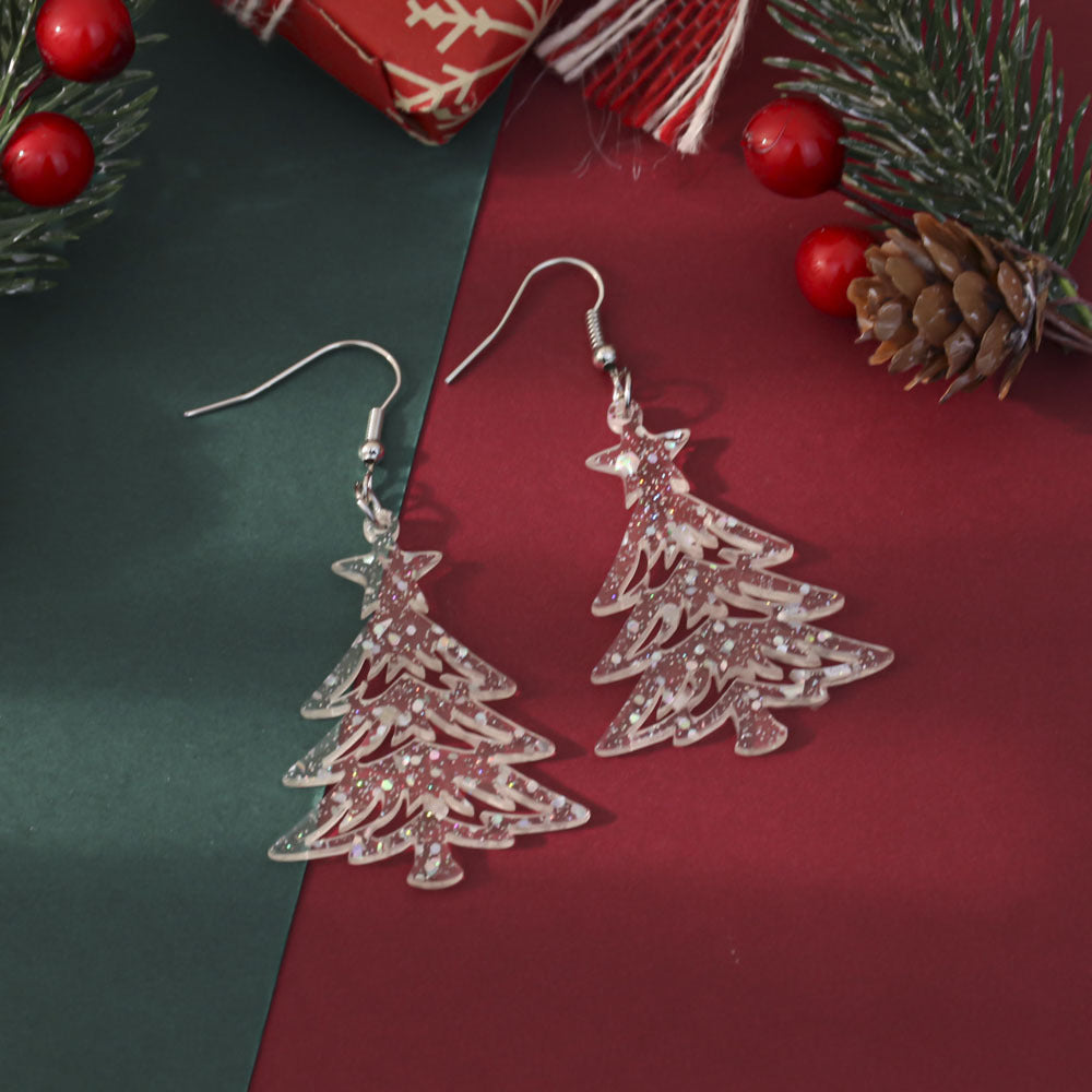 Wholesale Christmas-themed glittery acrylic earrings